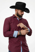 MENS LUXURY BURGANDY LONG SLEEVE SHIRT