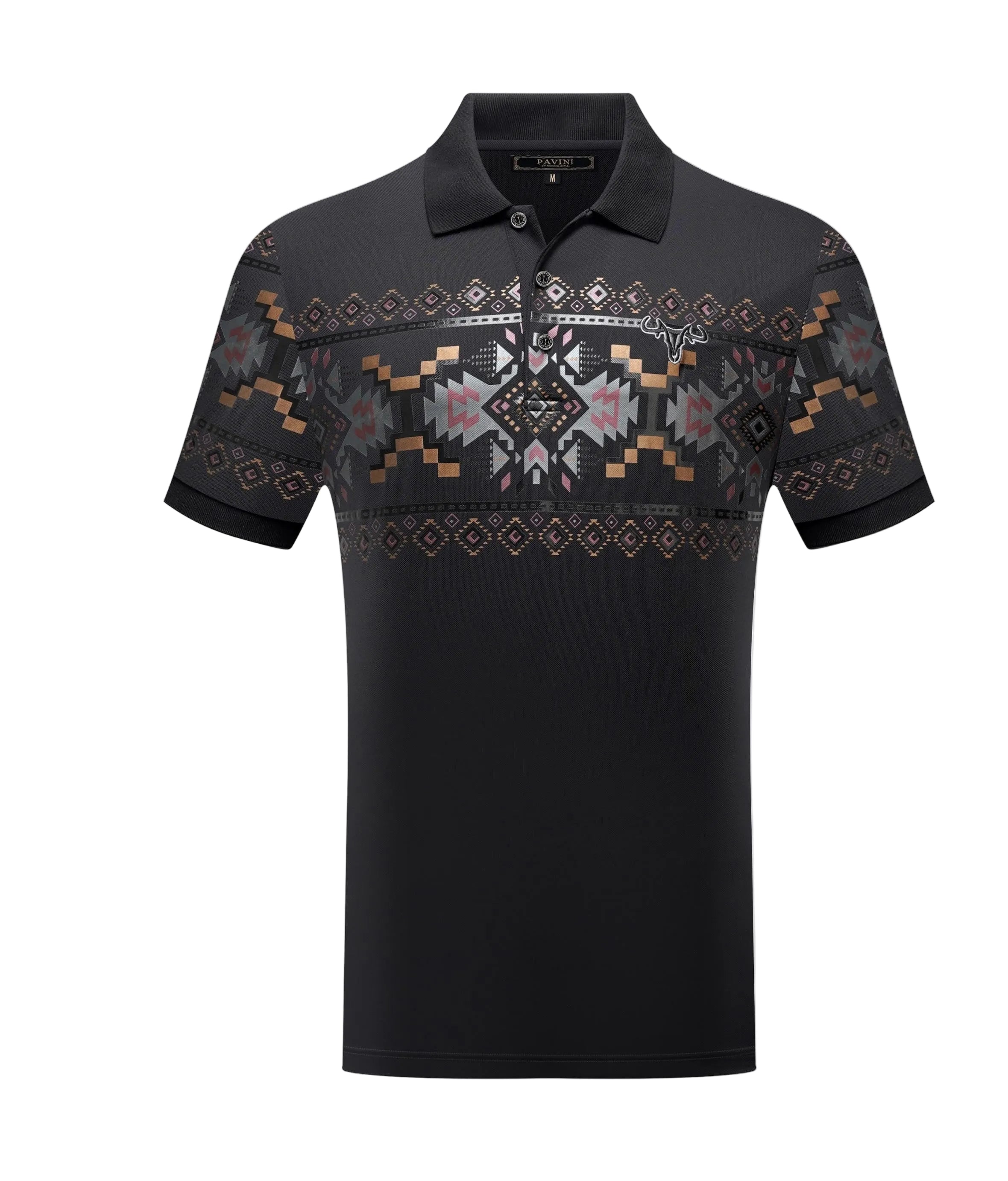 MENS AZTEC BLACK-GOLD 001 PREMIUM POLO