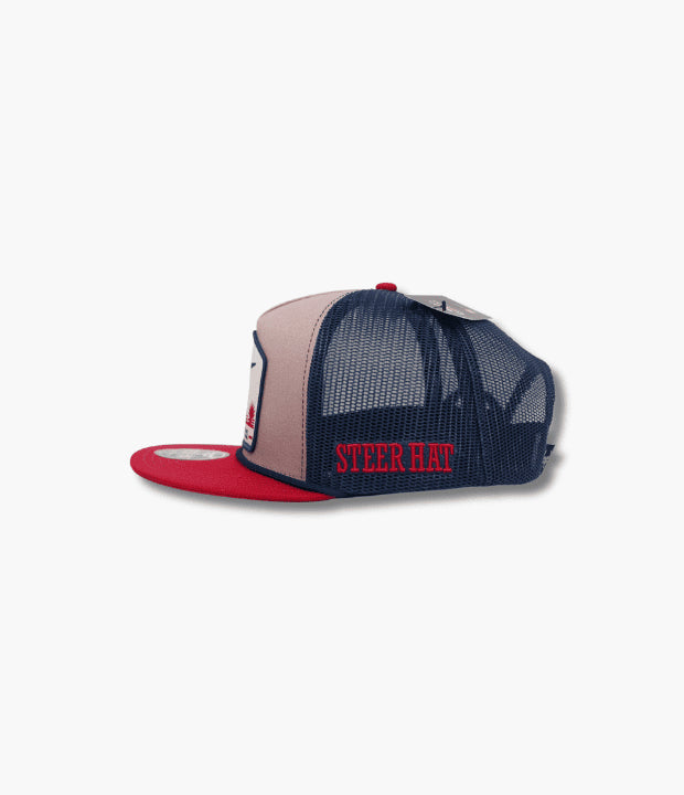 STEERHAT WINDSMILL RED-GREY FLAT CAP