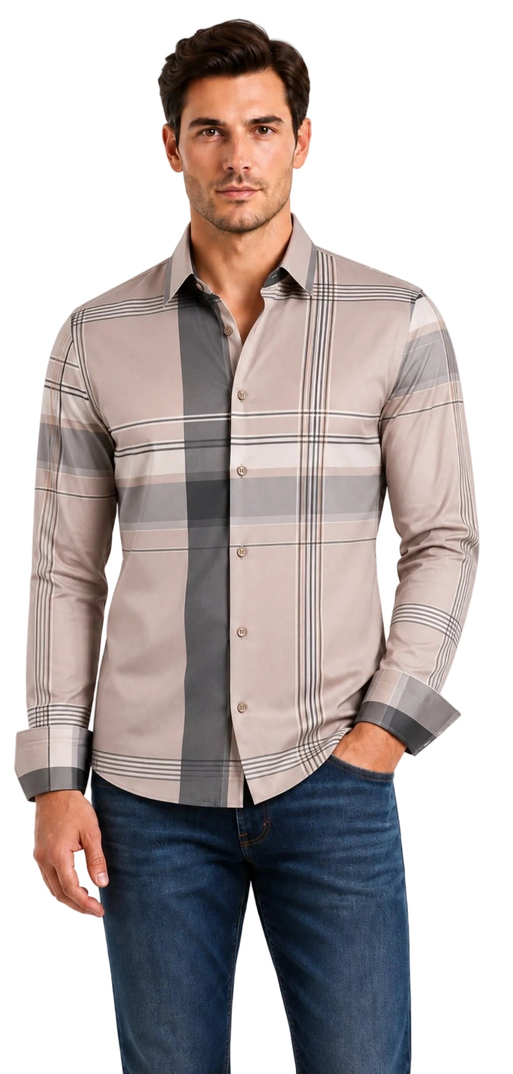 MENS PREMIUM 290-11 WESTERN SHIRT DESERT ROYALE BEIGE