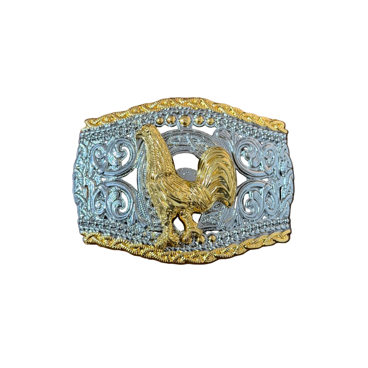 WESTERN SILVER -GOLD ROOSTER BUCKLE