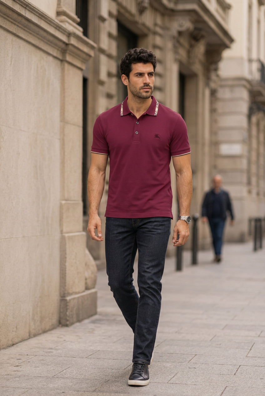 MENS BURGANDY 208 PREMIUM POLO