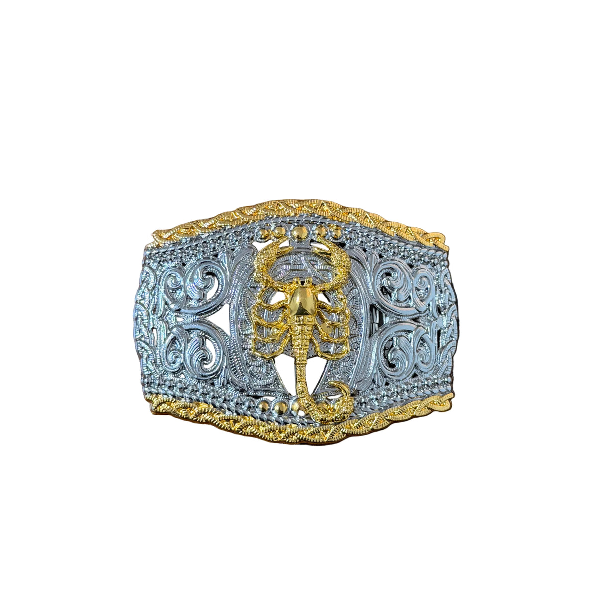 WESTERN SILVER BUCKLE ESCORPION FLOWERS BUCKLE