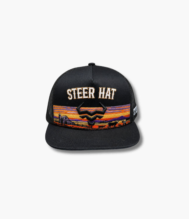 STEERHAT SUNSET LOGO BLACK CAP