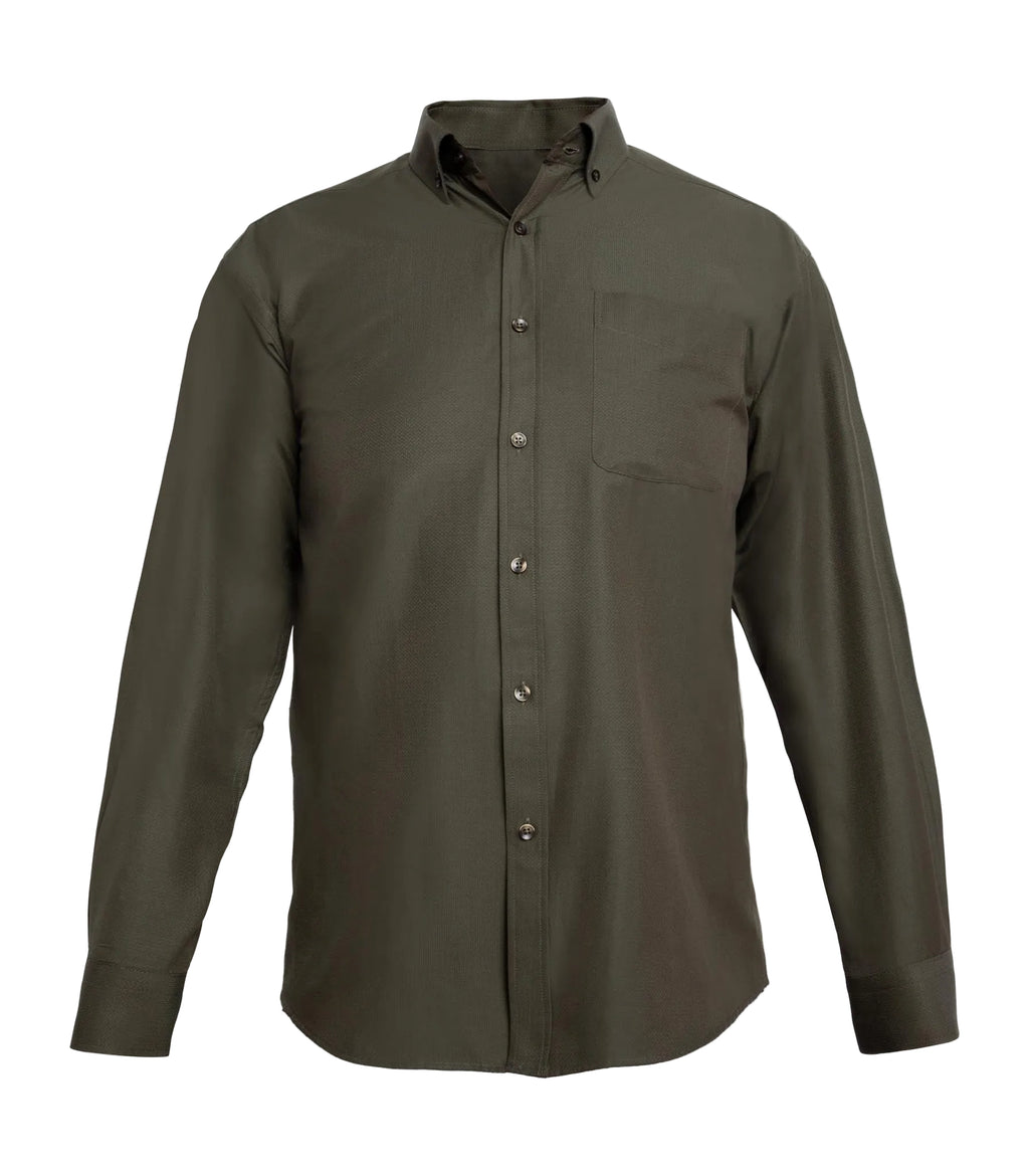 MENS LUXURY OKIVE GREEN LONG SLEEVE SHIRT