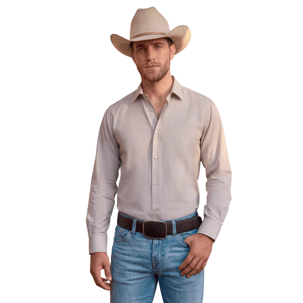 MENS LUXURY PANDEX BEIGE LONG SLEEVE SHIRT