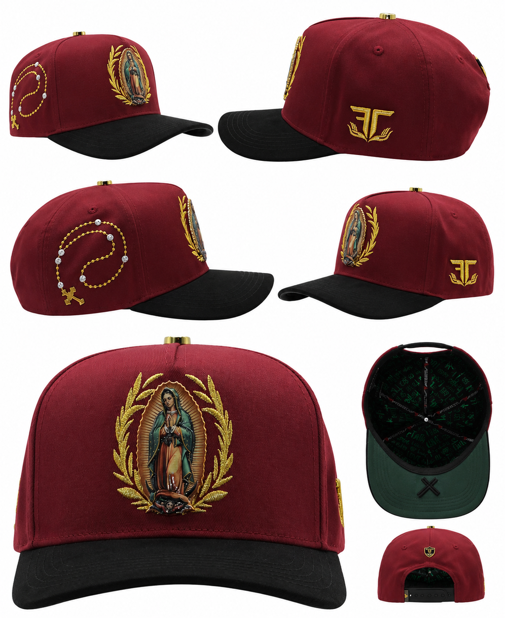 UNISEX CAP VIRGEN DE GUADALUPE BURGANDY-BLACK