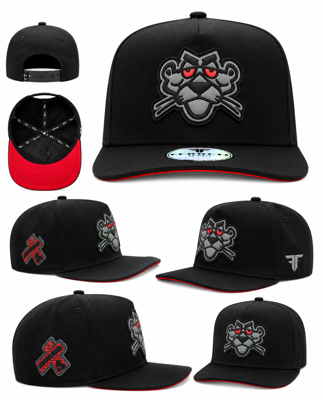 MENS CAP PANTERA DESING BLACK-RED COLOR