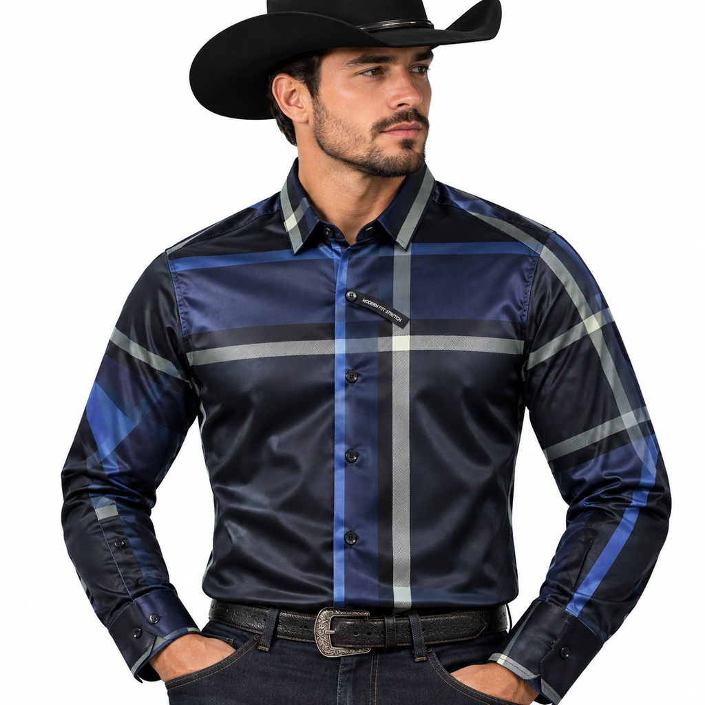 MENS PREMIUM 290-07 WESTERN SHIRT ROYAL BLACK