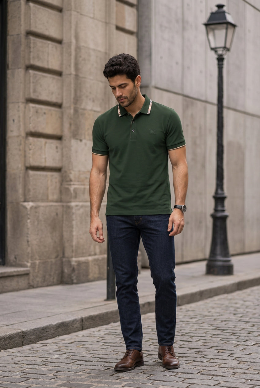 MENS OLIVE GREEN 208 PREMIUM POLO