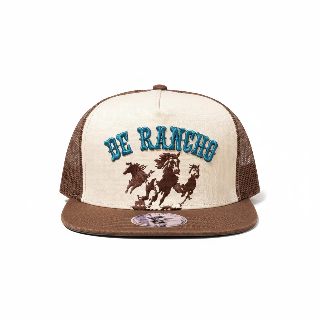 DE RANCHO HORSES RUNNING BEIGE CAP