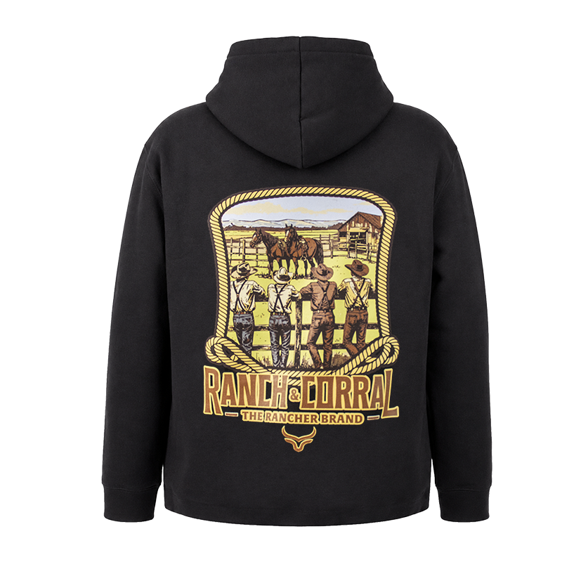 RANCH CORRAL UNISEX THE RANCH DESING BLACK HOODIE