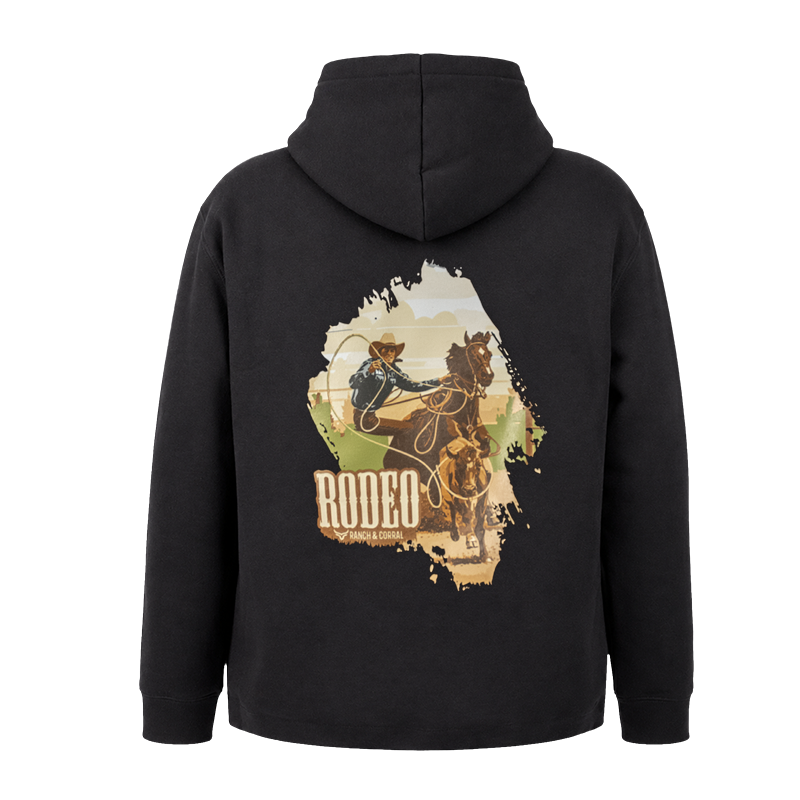 RANCH CORRAL UNISEX RODEO BLACK HOODIE