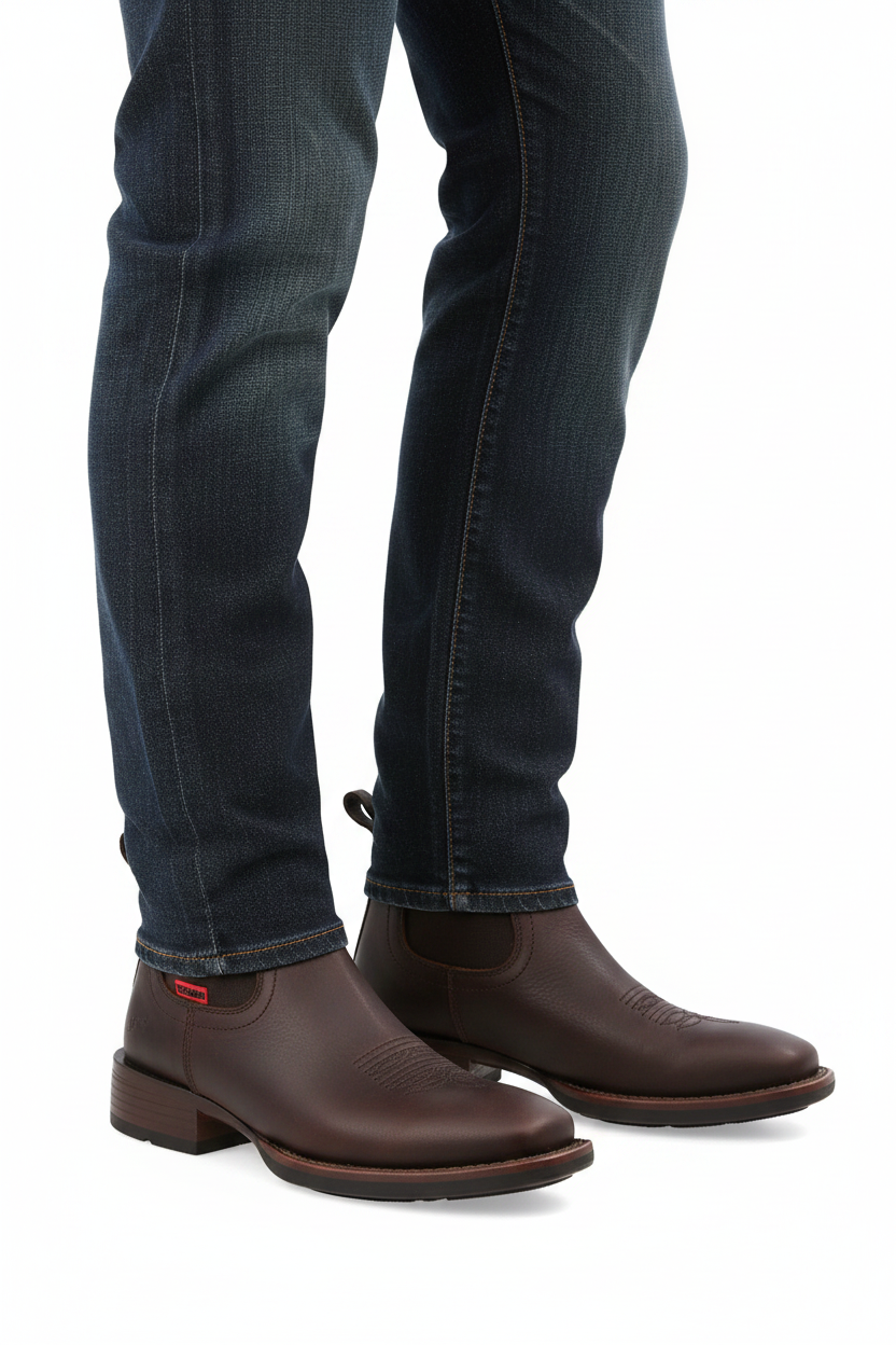 MENS ALAMO SHORT BOOT HONEY-MIEL SQUARE TOE