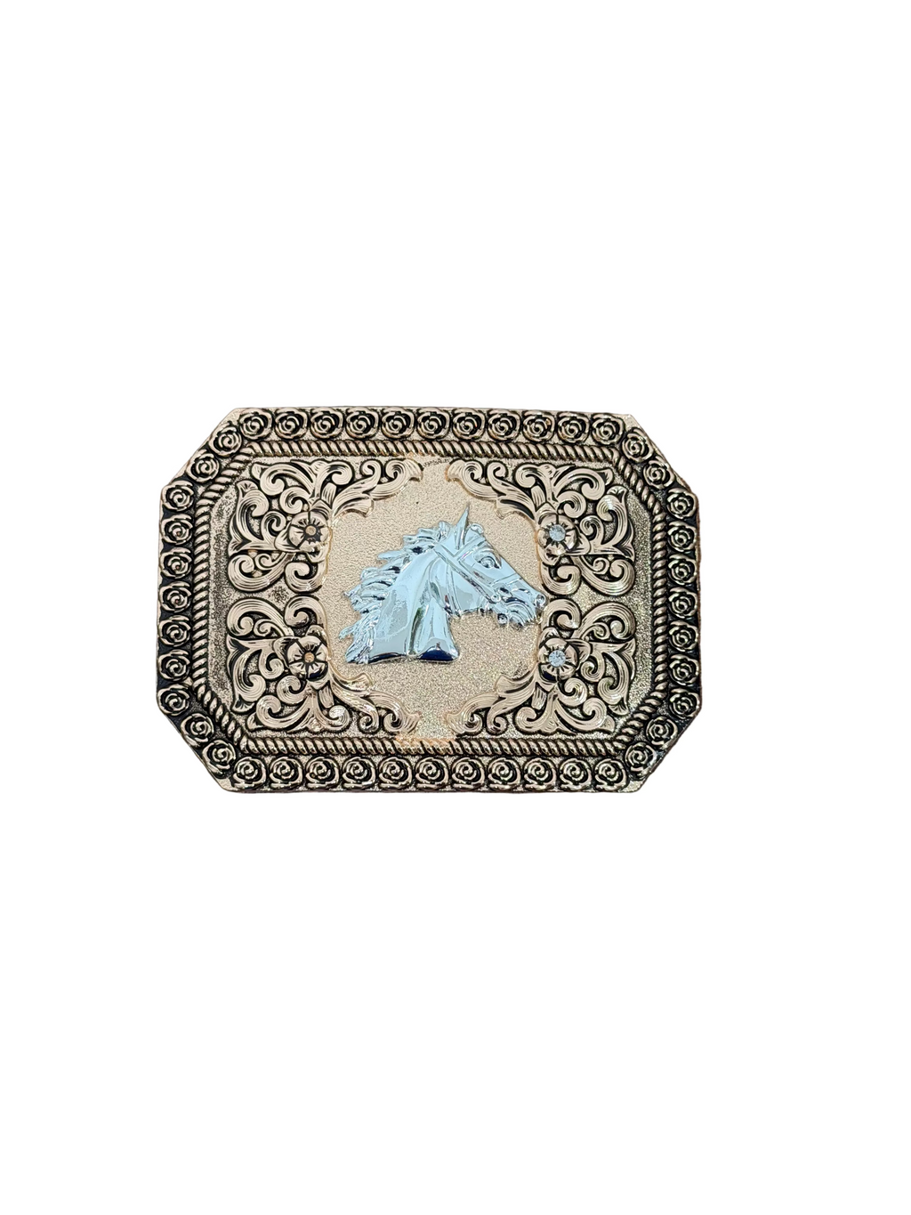 SQUARE GOLD HORSE DESING BUCKLE