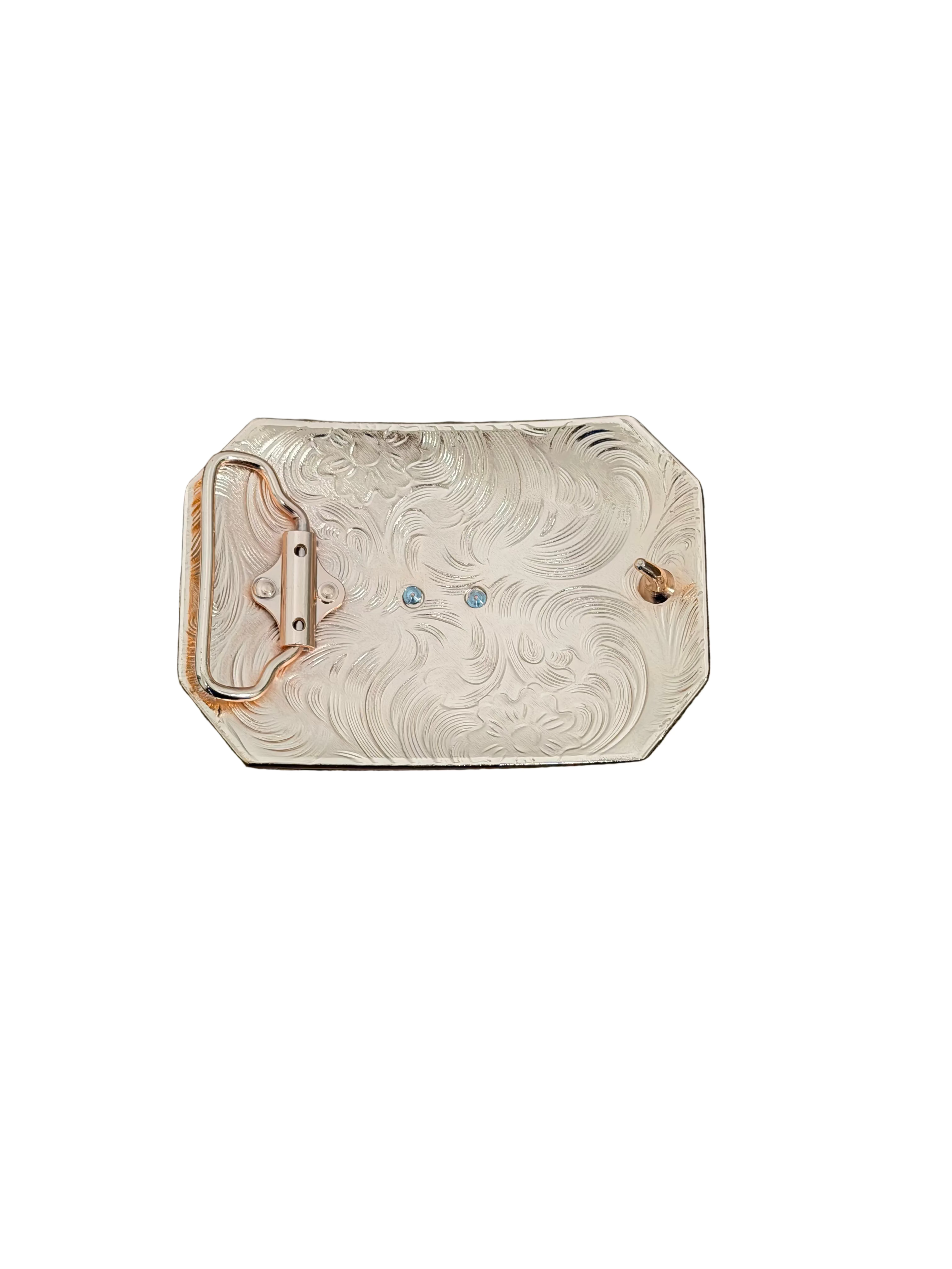 SQUARE GOLD-SILVER ROOSTER DESING BUCKLE