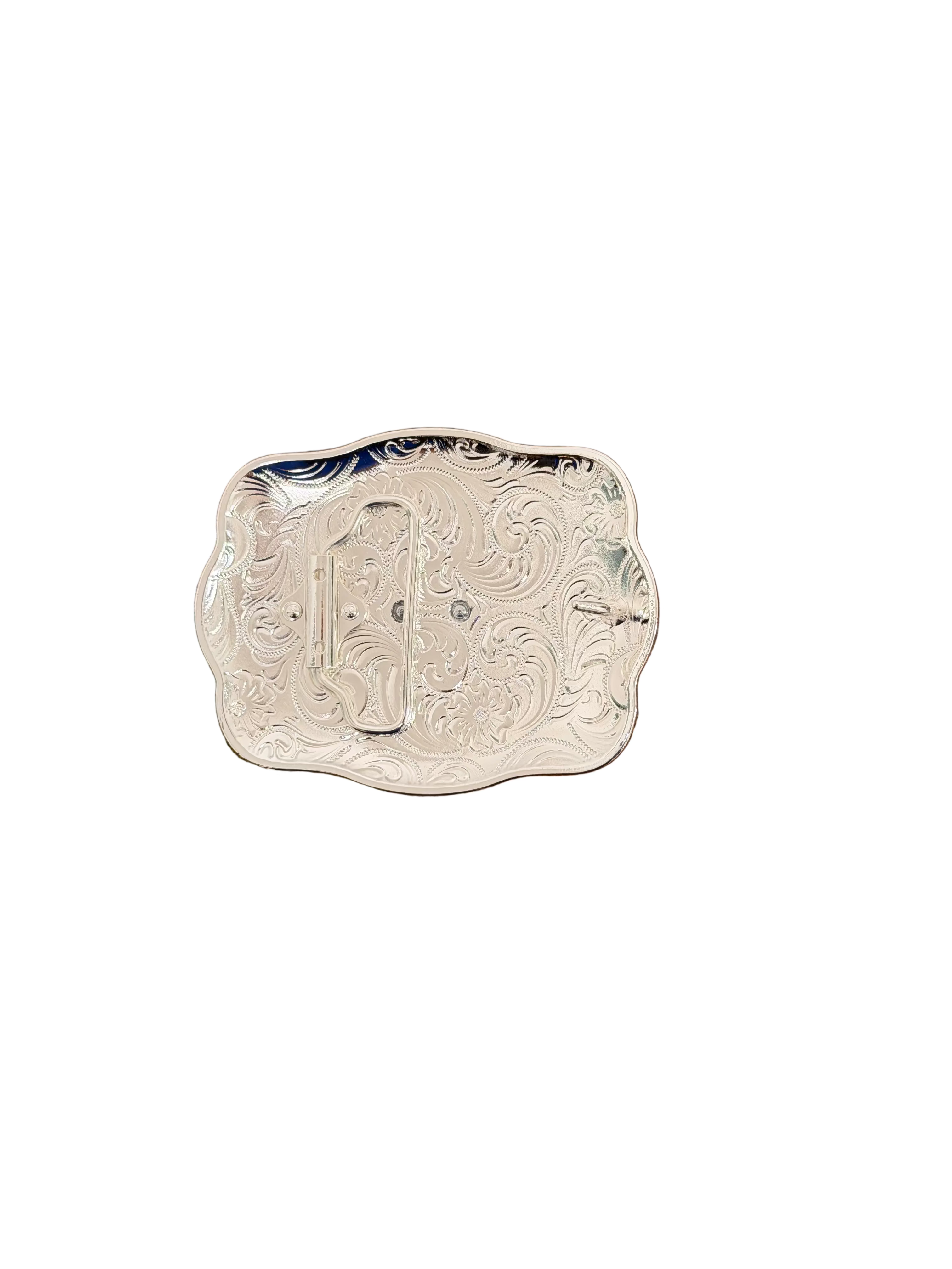 SQUARE SILVER-GOLD BULL'S HORN BUCKLE