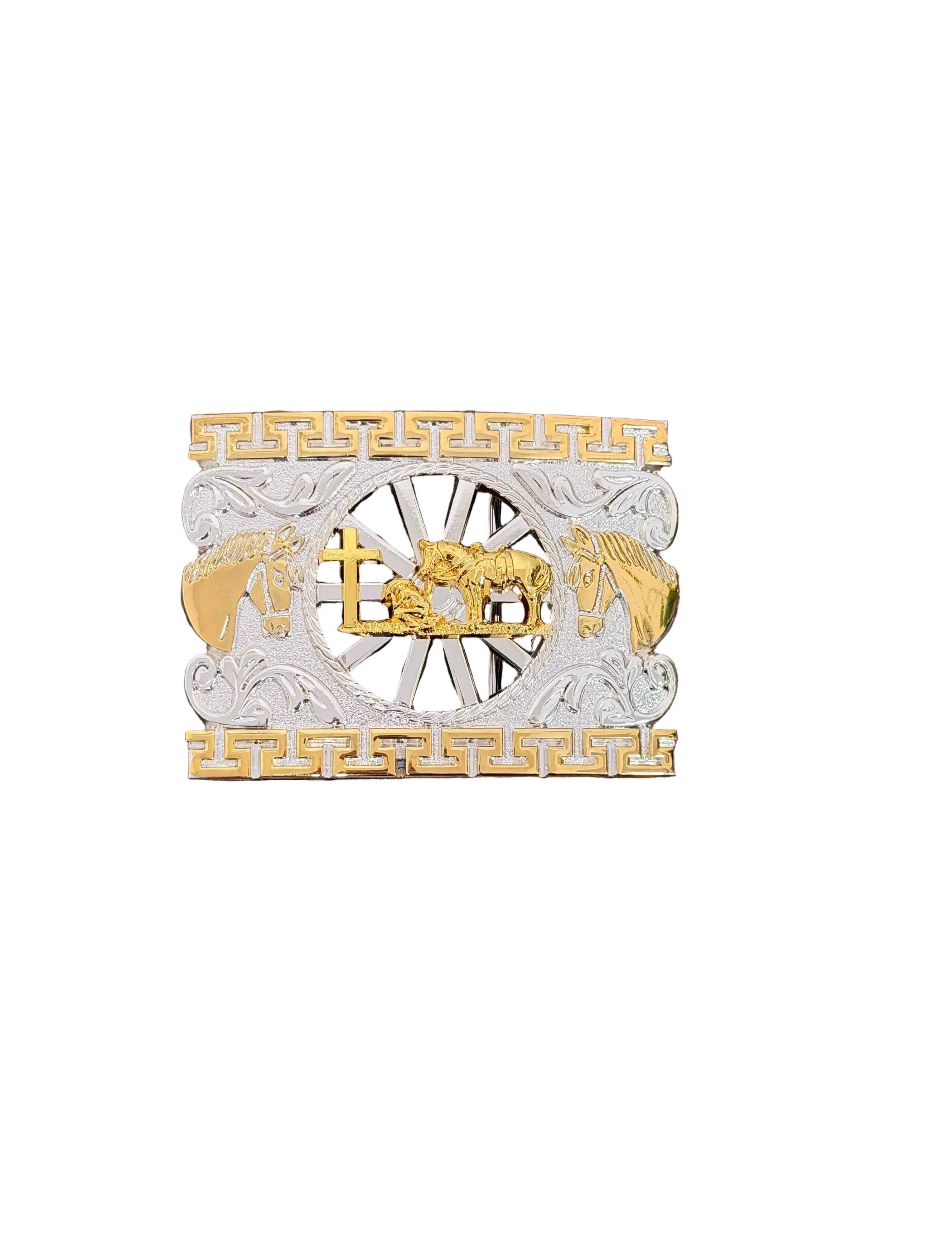 SQUARE SILVER-GOLD JINETE INCADO BUCKLE