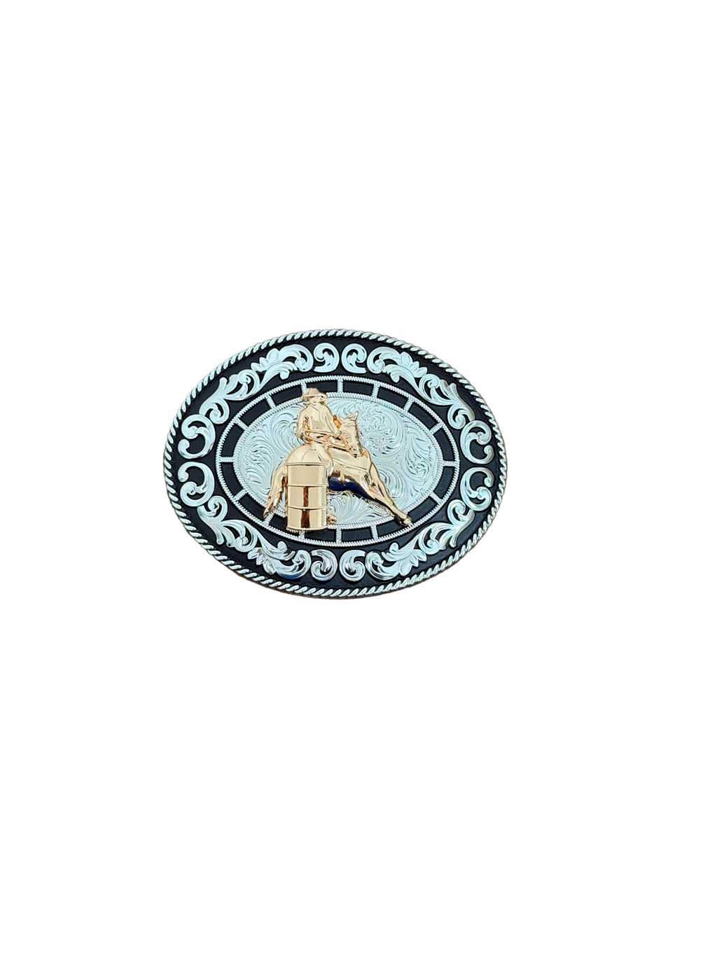 ROUND SILVER-BLACK JINETE WITH HORSE BUCKLE