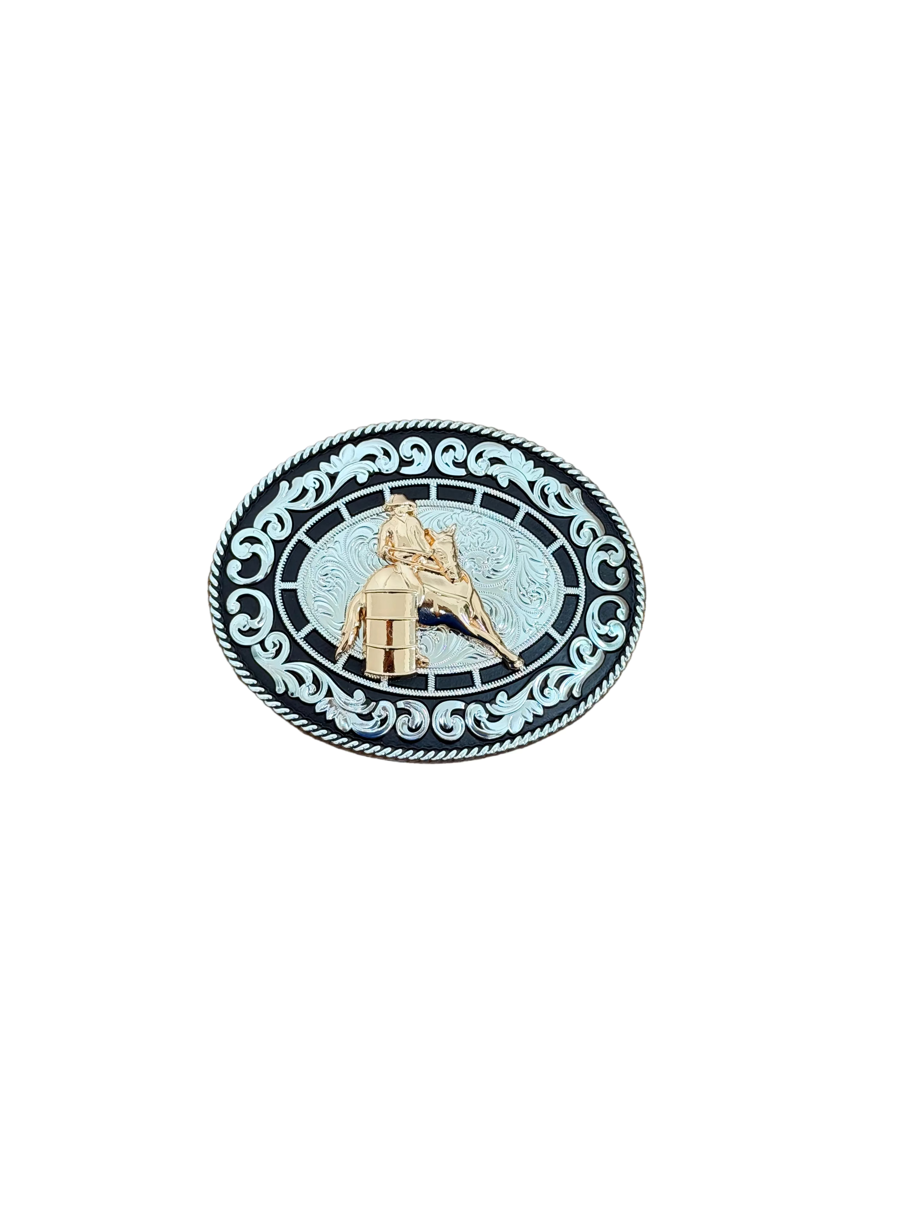 ROUND SILVER-BLACK JINETE WITH HORSE BUCKLE