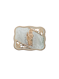 SQUARE SILVER-GOLD SAN JUDAS DESING BUCKLE