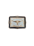 SQUARE BLACK-SILVER BULL HORN DESING BUCKLE