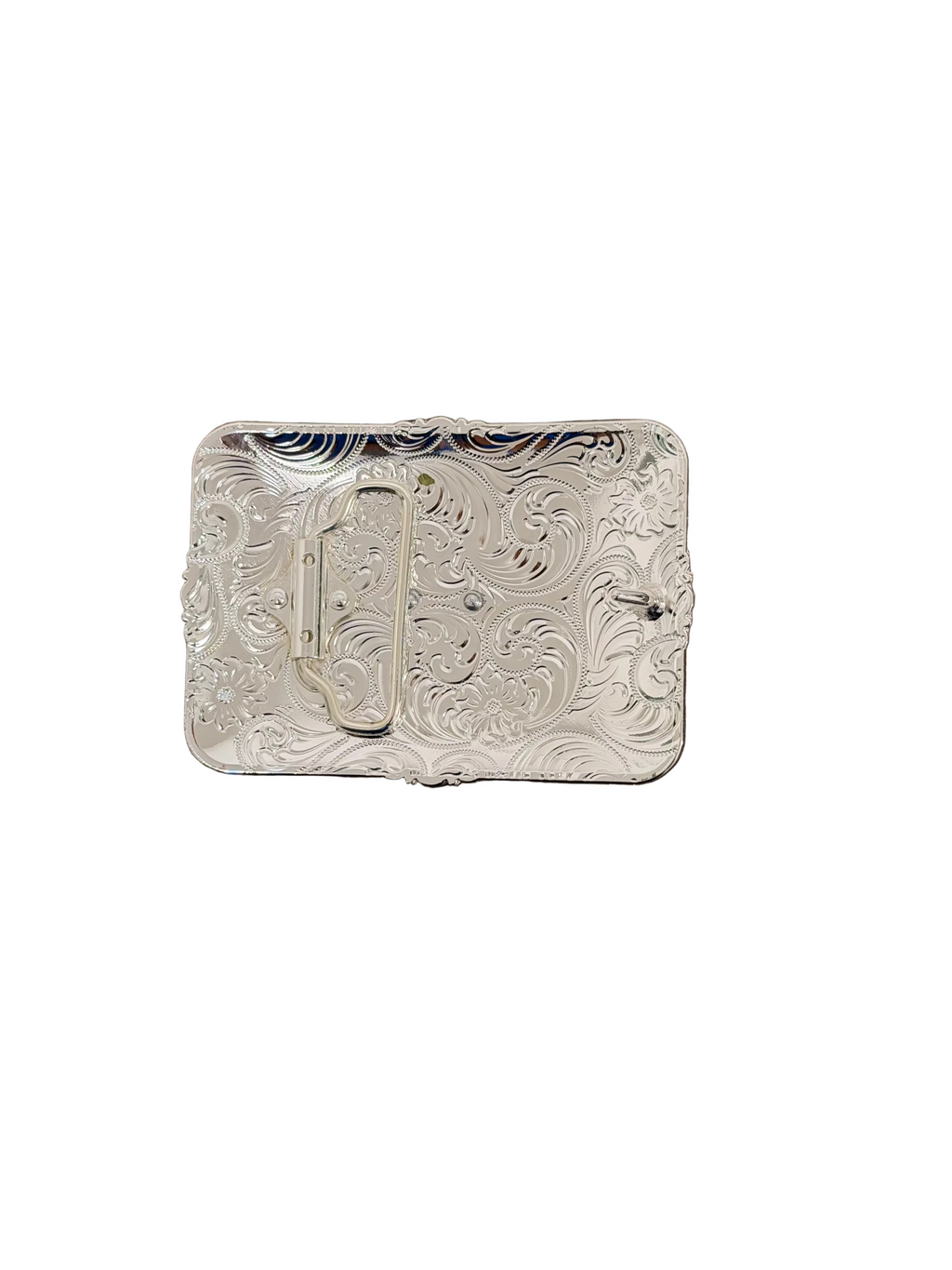 SQUARE BLACK-SILVER BULL HORN DESING BUCKLE