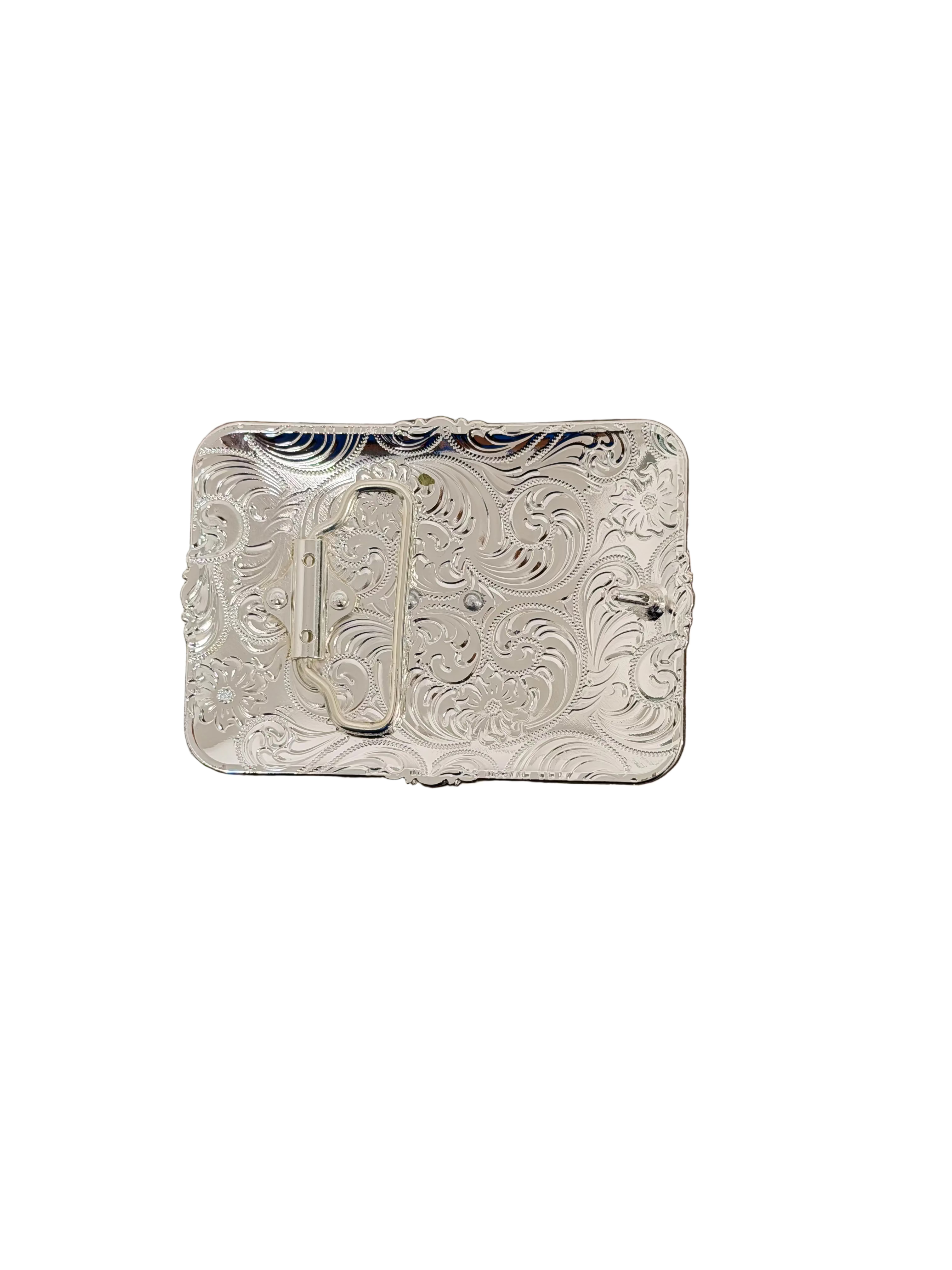 SQUARE BLACK-SILVER BULL HORN DESING BUCKLE