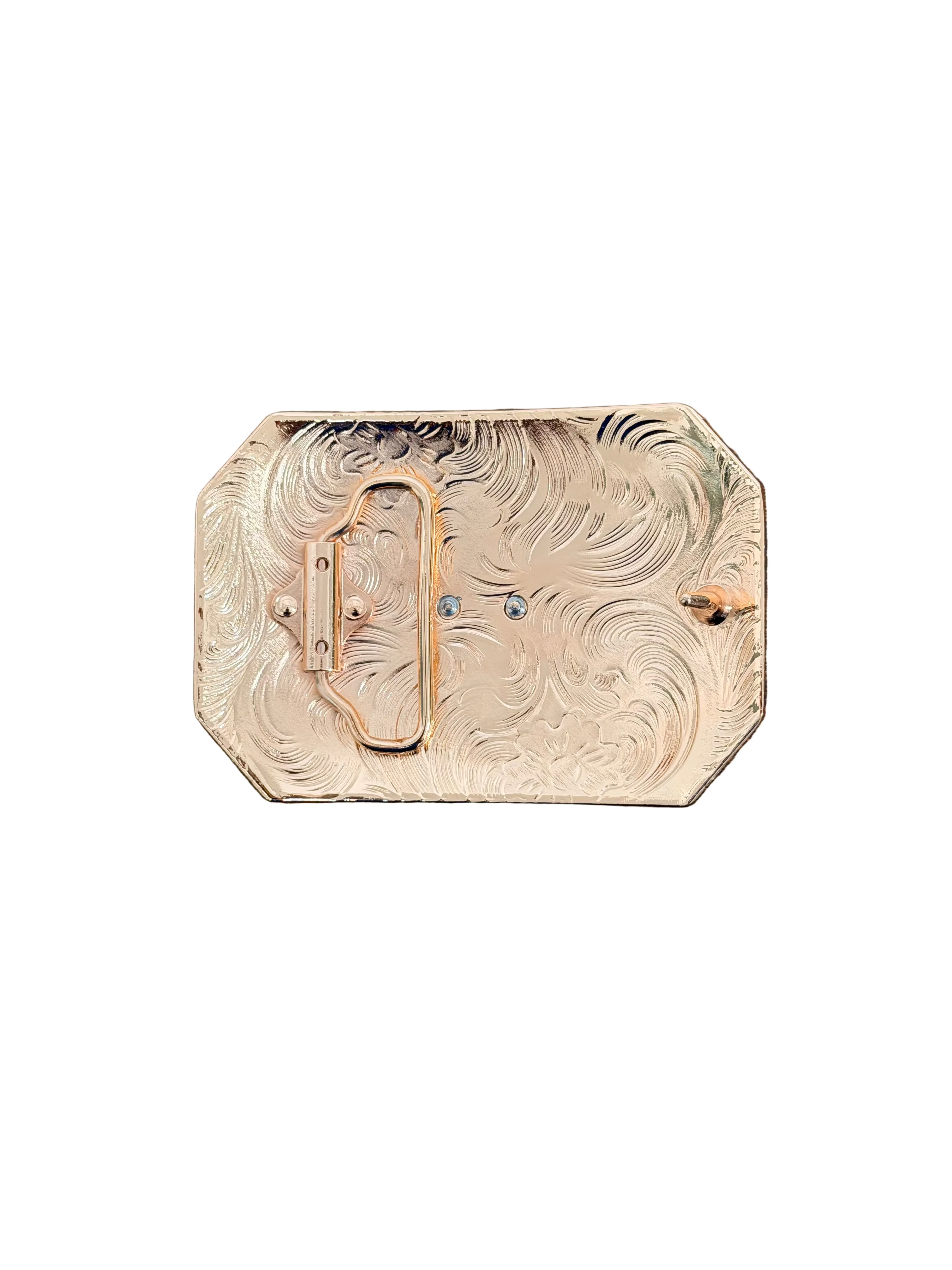 SQUARE COMPLETE GOLD BULL HORN DESING BUCKLE