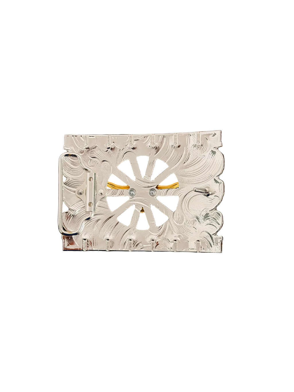 SQUARE GOLD-SILVER HORSES-BULL HORN DESING BUCKLE