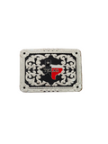 SQUARE TEXAS FLOWERS DESING SILVER-BLACK BUCKLE