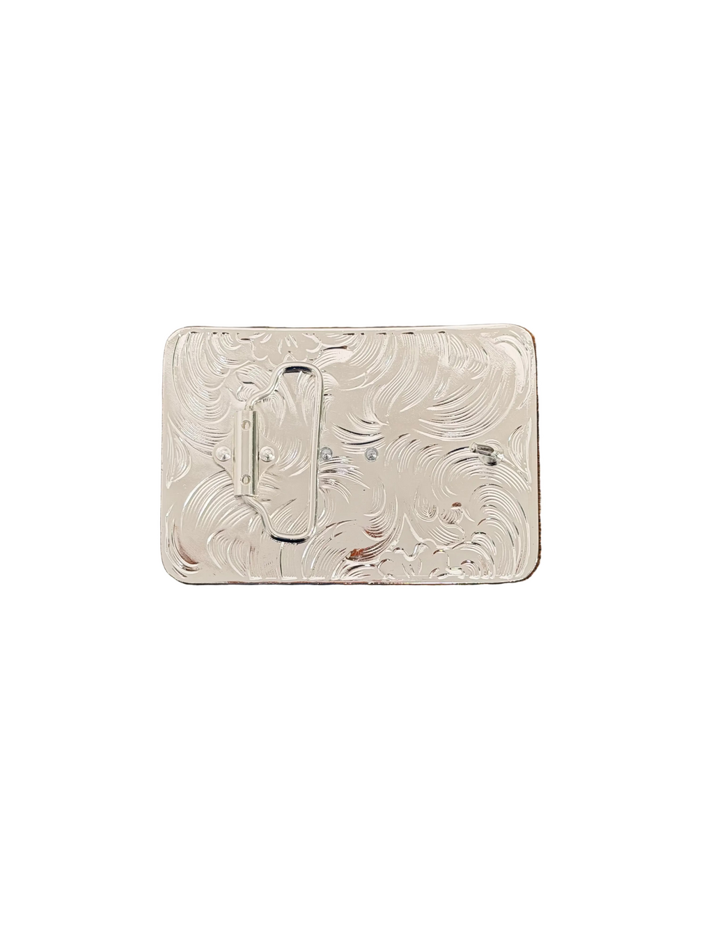 SQUARE TEXAS FLOWERS DESING SILVER-BLACK BUCKLE