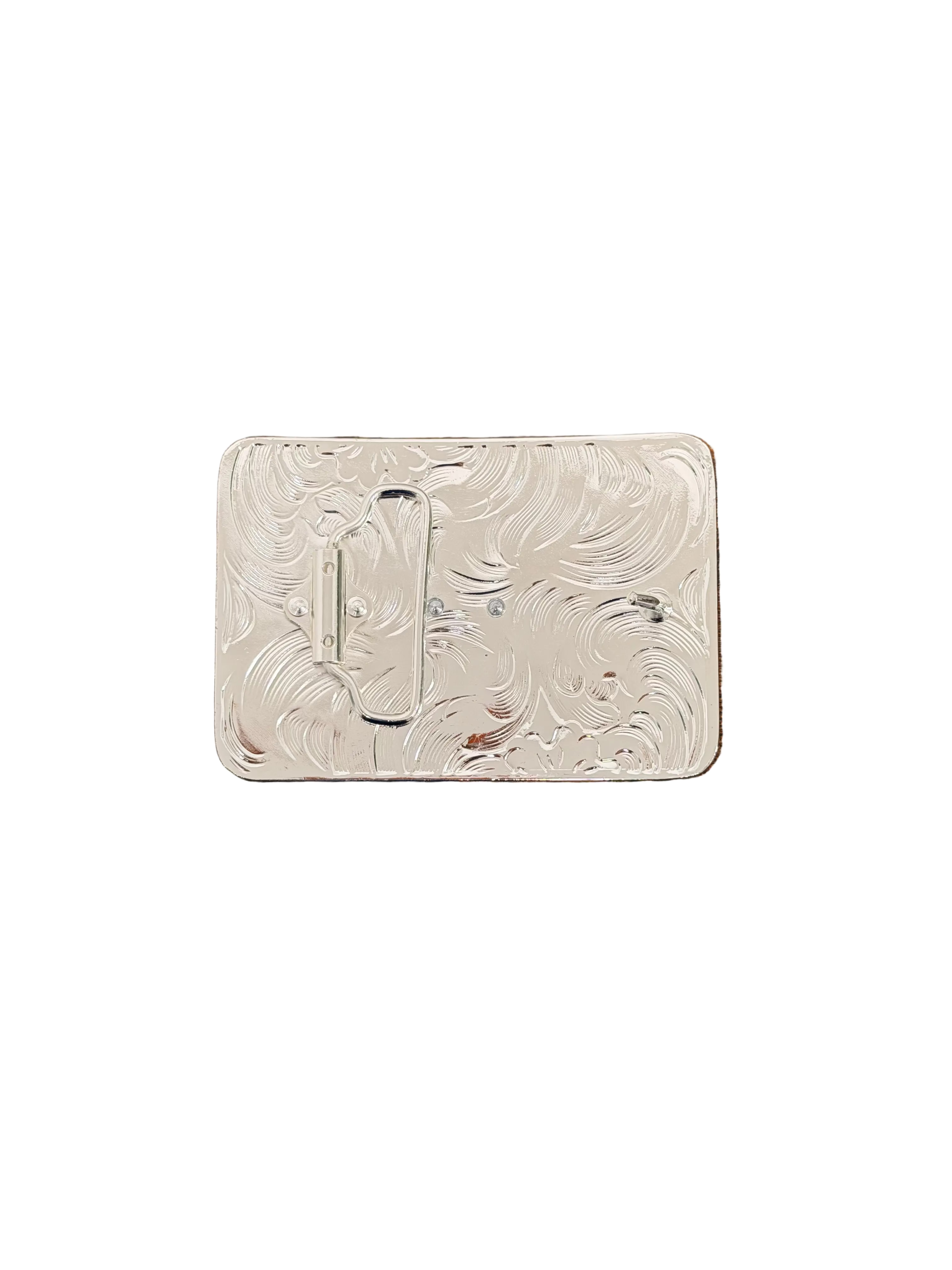 SQUARE TEXAS FLOWERS DESING SILVER-BLACK BUCKLE
