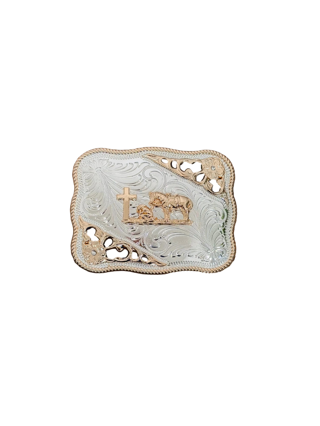 SQUARE ROSE GOLD-SILVER JINETE INCADO DESING BUCKLE