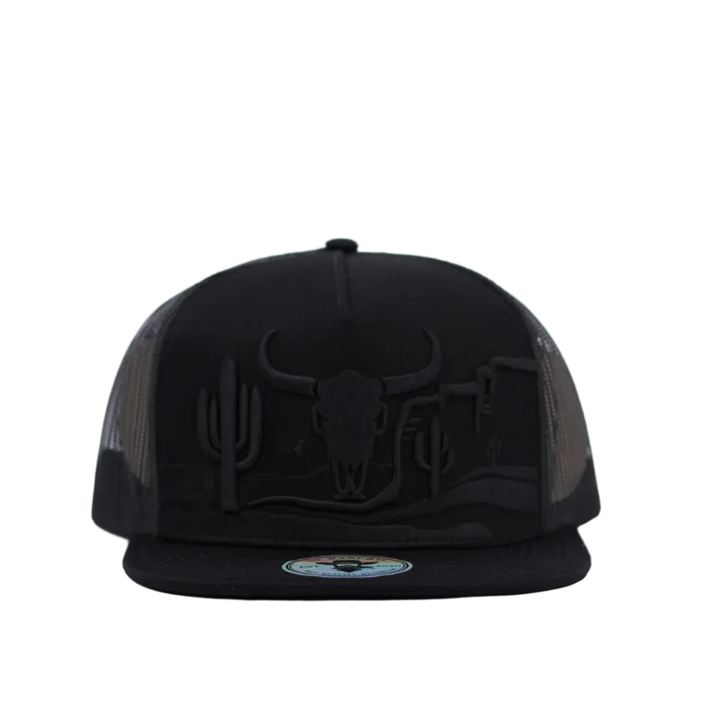 DE RANCHO LONG HORN-CACTUS BLACK WESTERN CAP