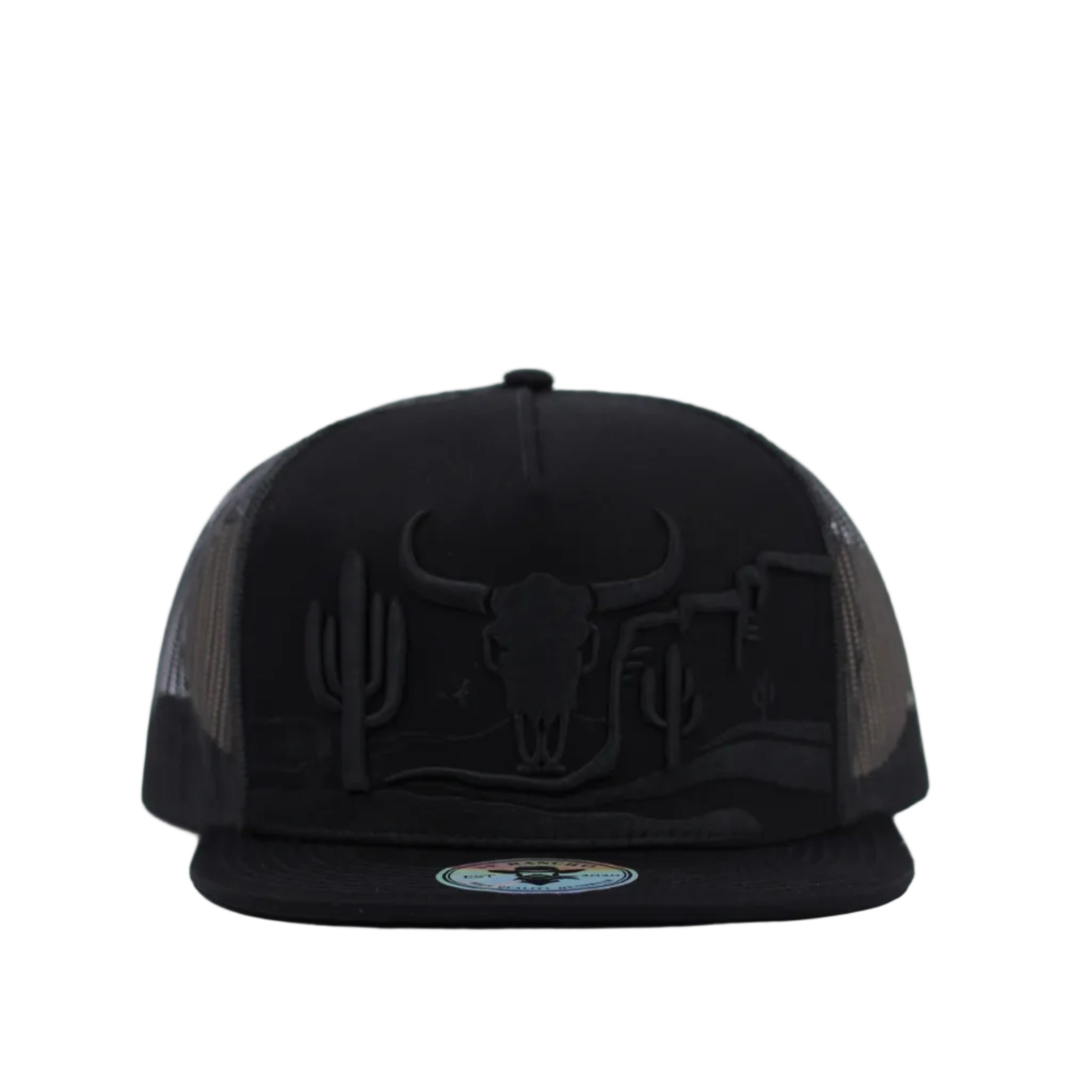 DE RANCHO LONG HORN-CACTUS BLACK WESTERN CAP