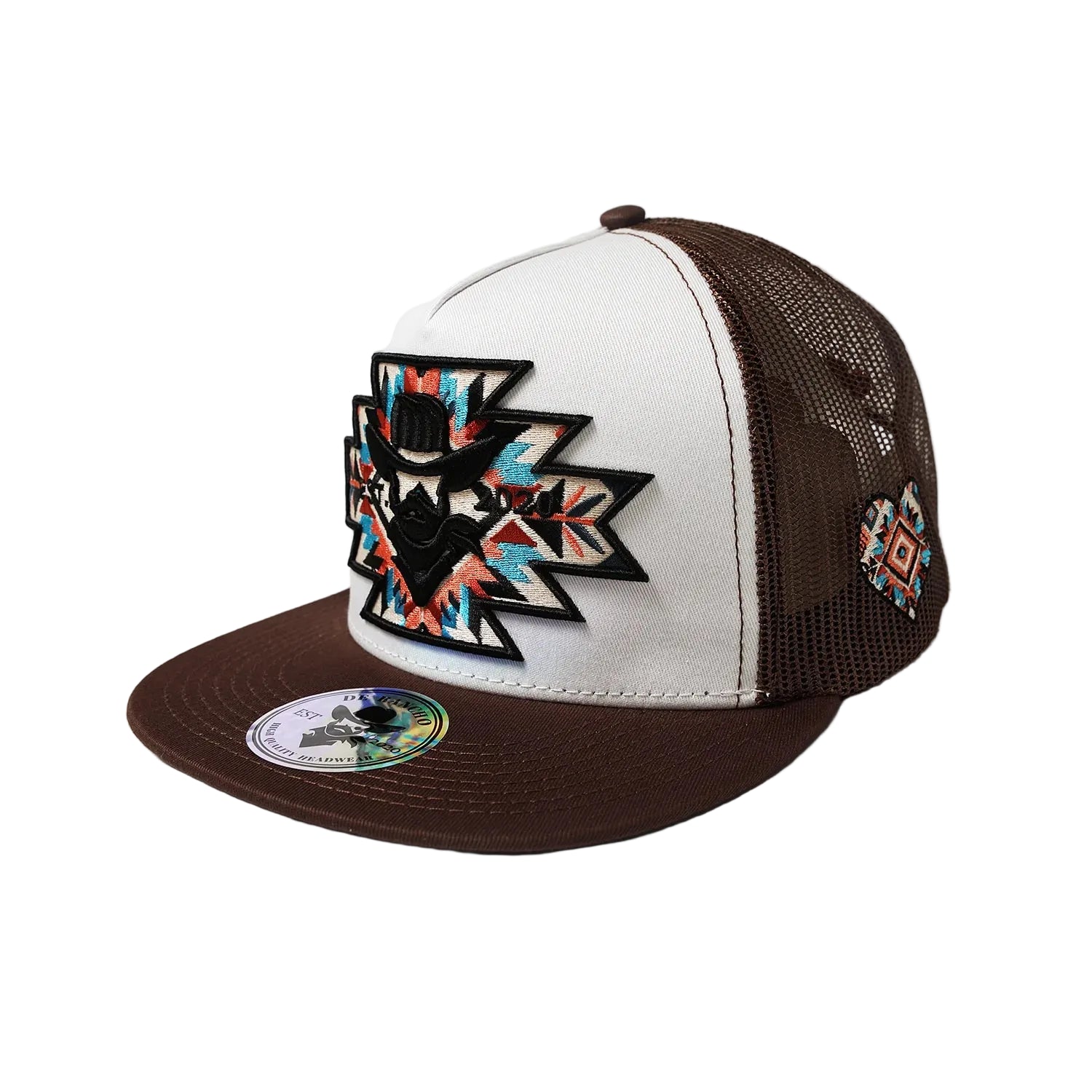 DE RANCHO AZTEC LOGO WHITE WESTERN CAP