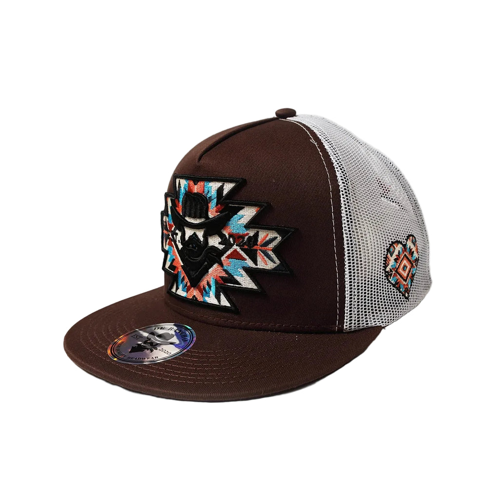 DE RANCHO AZTEC LOGO BROWN-WHITE WESTERN CAP