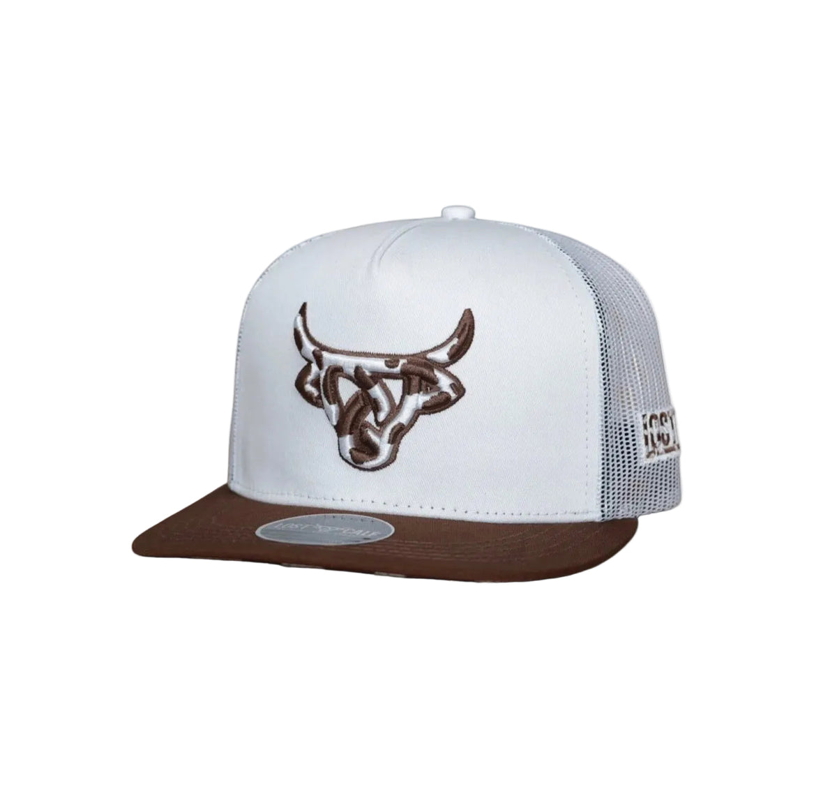 LOST CALF DAKOTA COWHIDE BROWN WHITE CAP