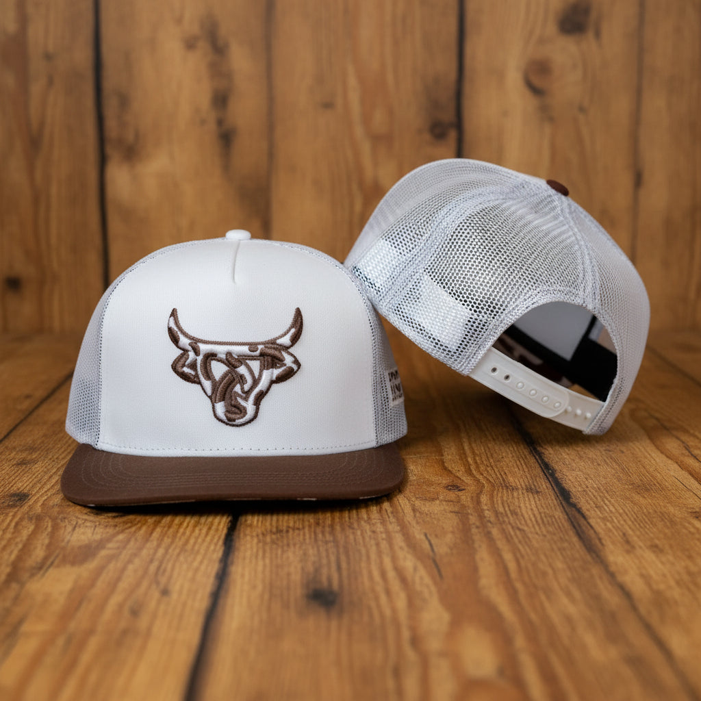 LOST CALF DAKOTA COWHIDE BROWN WHITE CAP