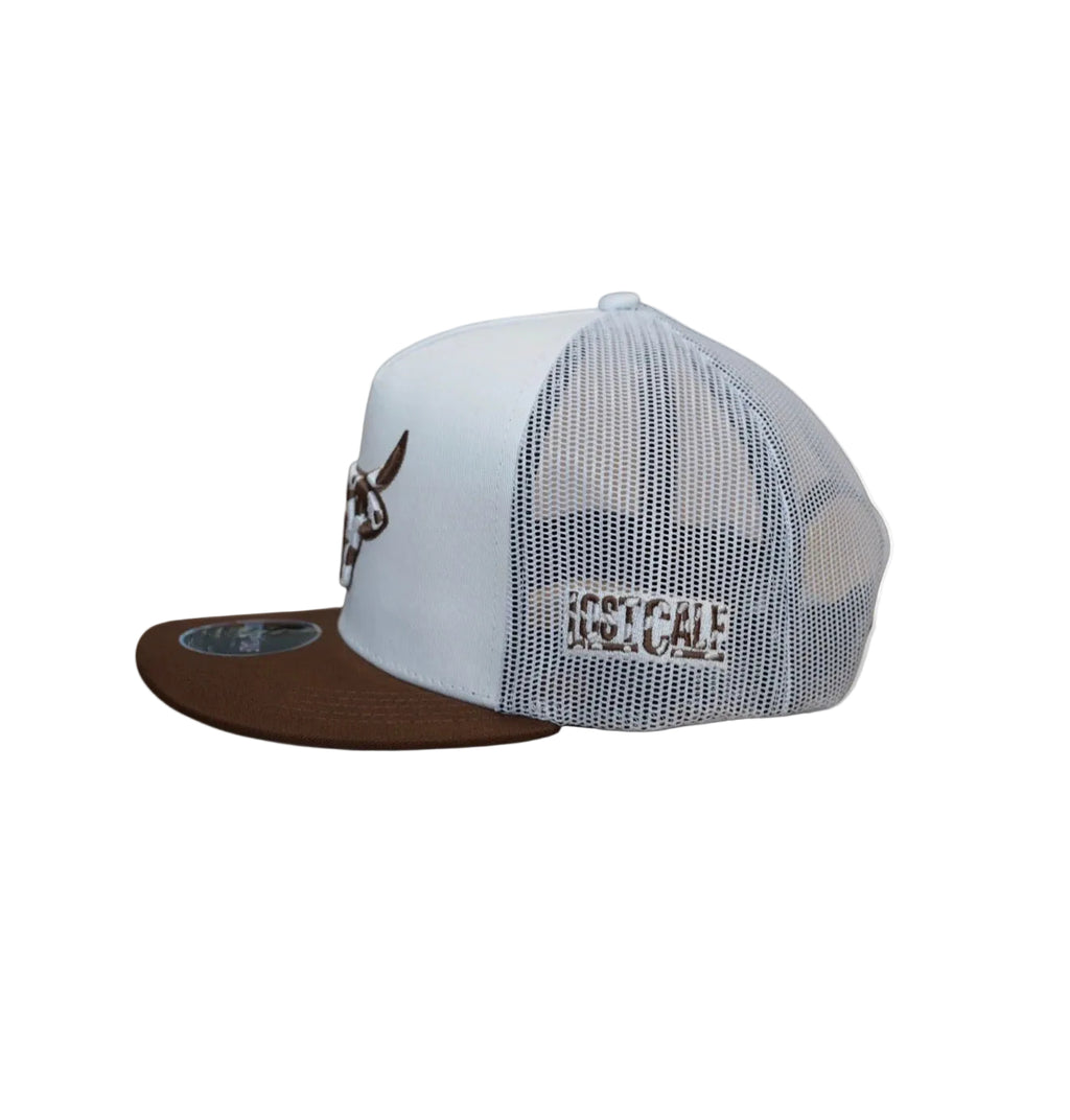LOST CALF DAKOTA COWHIDE BROWN WHITE CAP