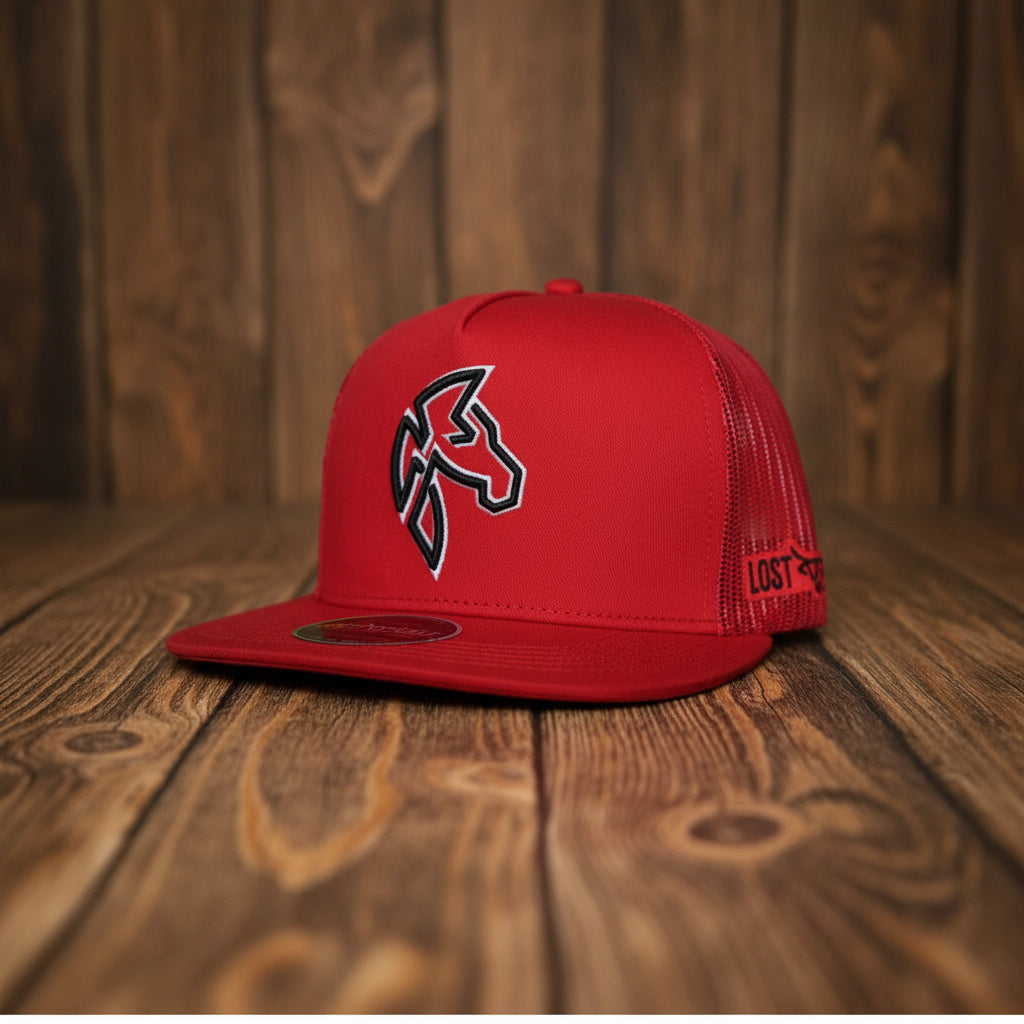 LOST CALF IRON RED HORSE DESING CAP