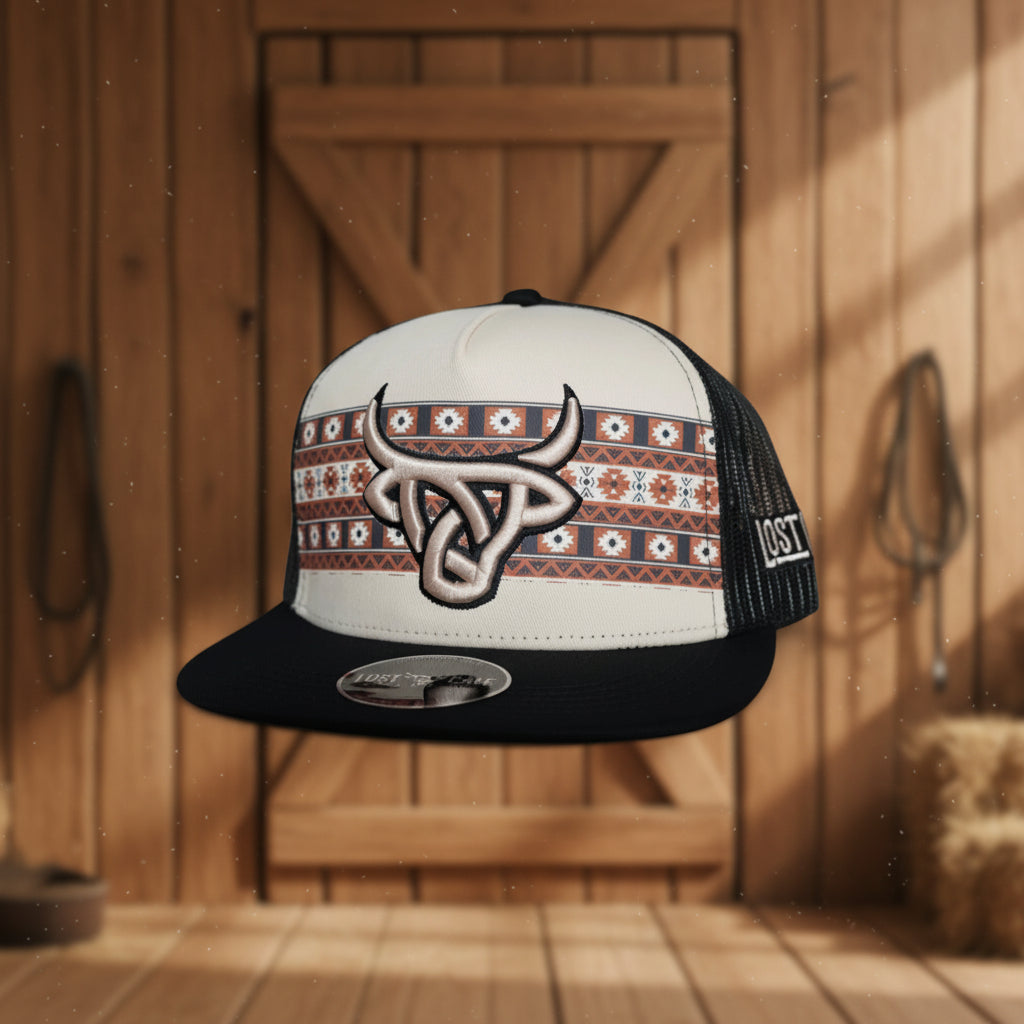LOST CALF MEXICALI AZTEC BEIGE BLACK CAP