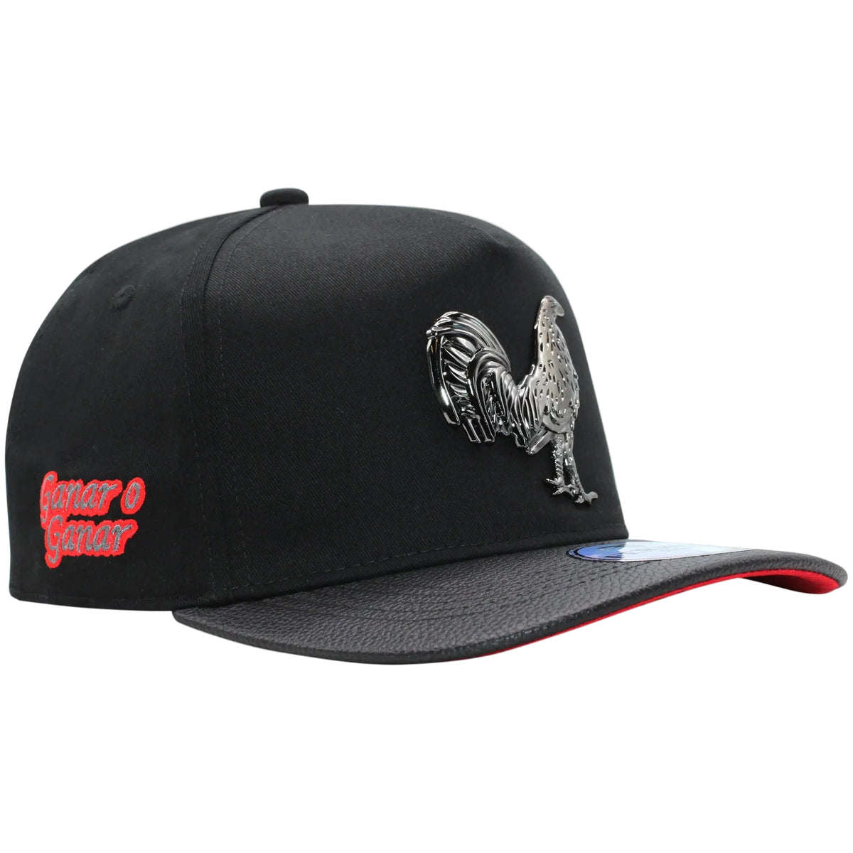 MENS CAP GALLO DESING FULL BLACK-RED COLOR