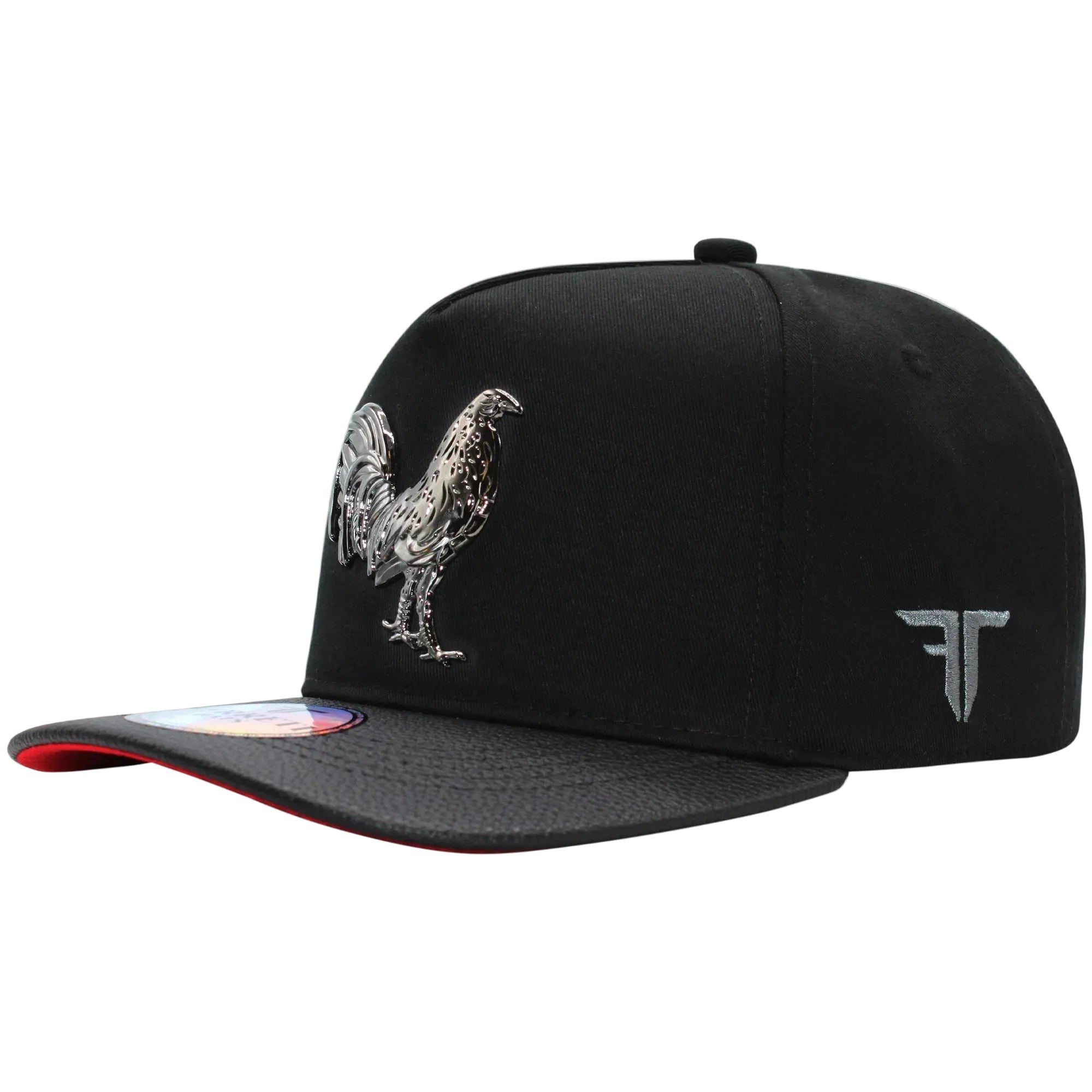 MENS CAP GALLO DESING FULL BLACK-RED COLOR