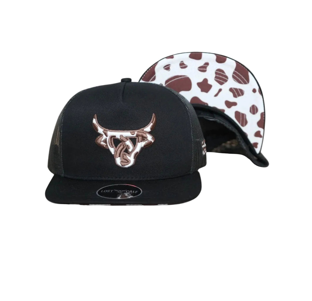 LOST CALF COW HIDE DESING BLACK CAP