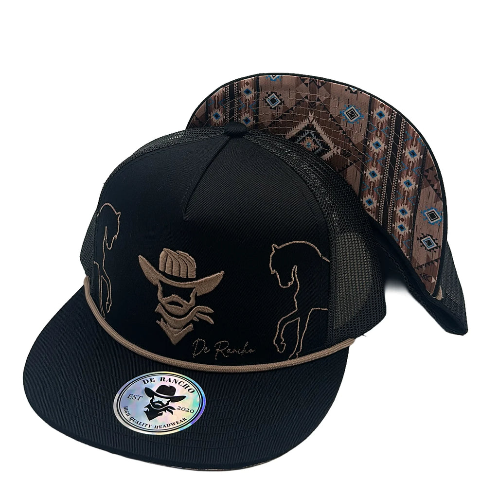 DE RANCHO HORSES BLACK-BROWN CAP