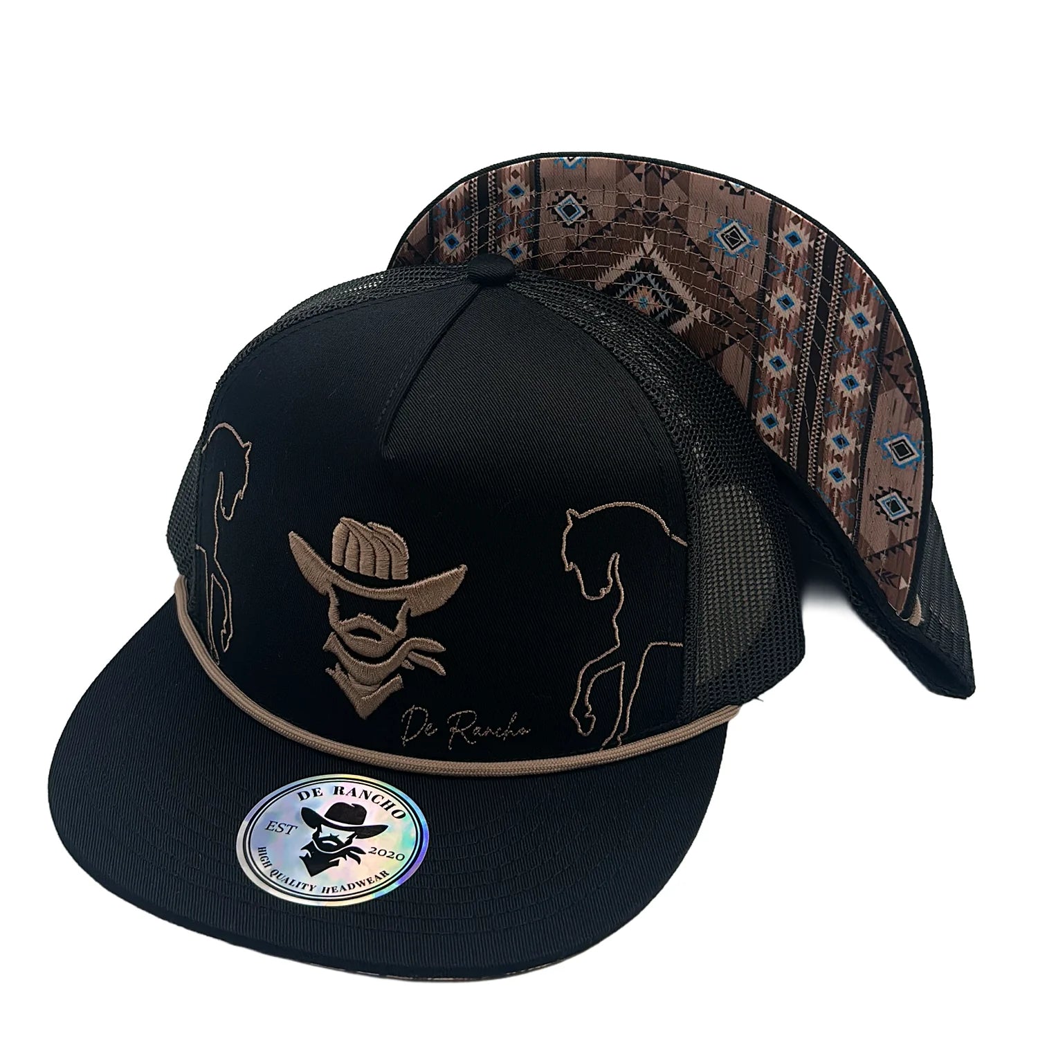 DE RANCHO HORSES BLACK-BROWN CAP
