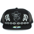 DE RANCHO WHITE HORSES FULL BLACK CAP