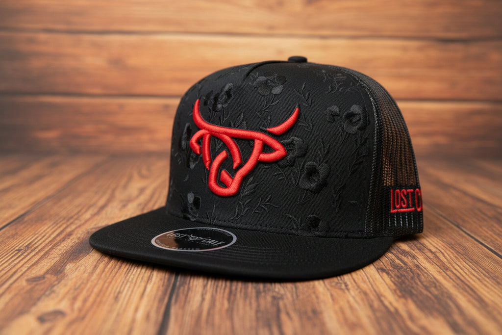 LOST CALF  BRANGUS FLOWERS BLACK CAP